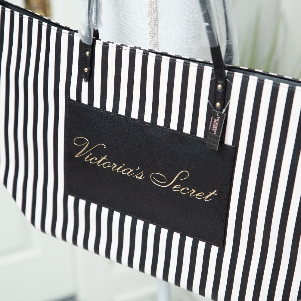 NWT Victoria's Secret Stripped Tote Bag - Picture 2 of 3